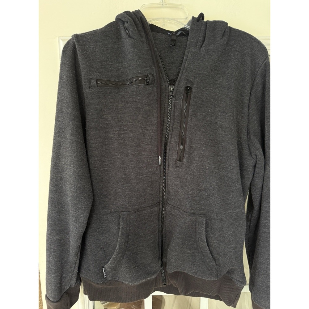 Baubax Womens Charcoal Lg Grey Travel Hoodie Full Zip Multi Pocket Safety Stash